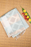 Cream And Blue Semi Silk Saree