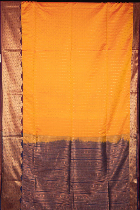 Orange semi soft silk saree