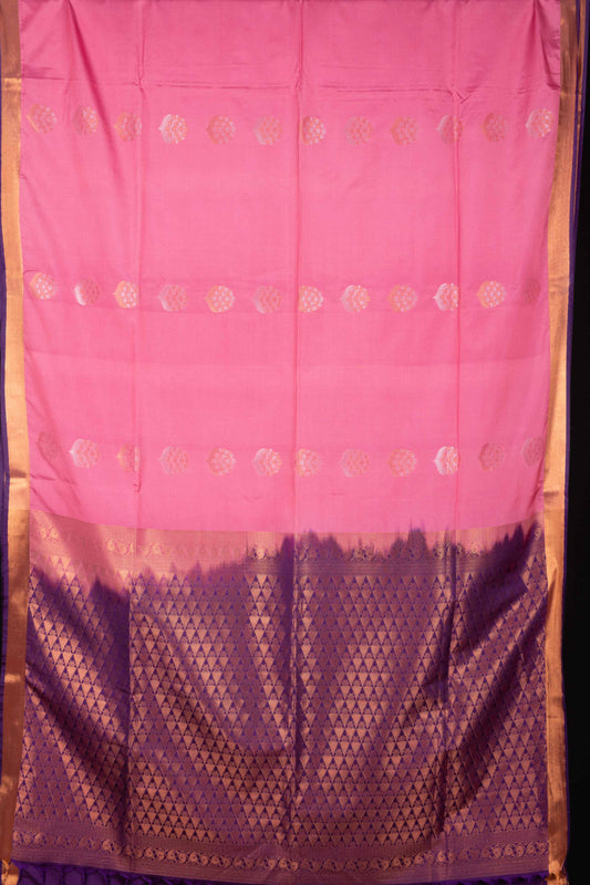 Pink and purple semi soft silk saree