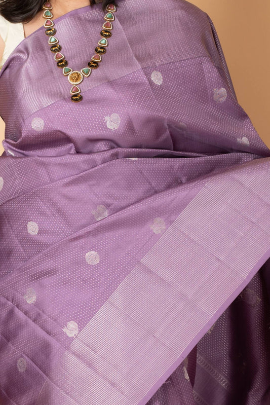 Lavender pure silk saree