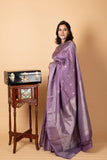 Lavender pure silk saree