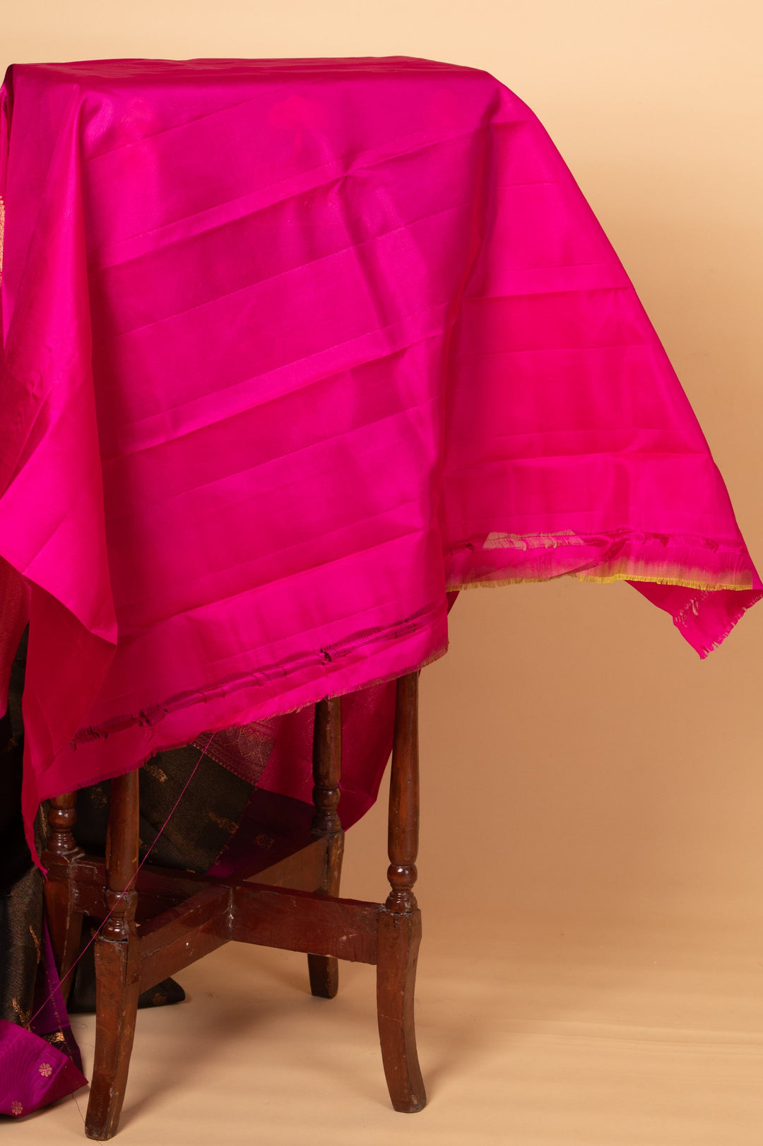 Black and soft pink pure silk saree