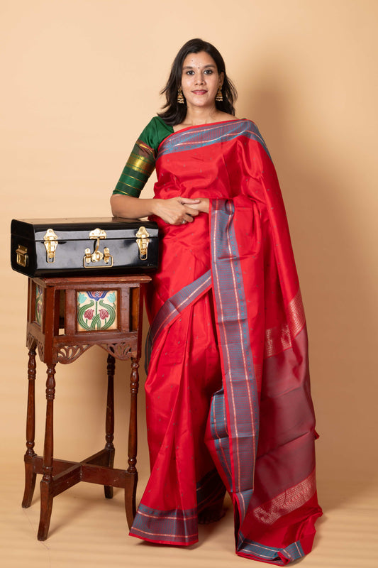 Red kanchipuram silk saree