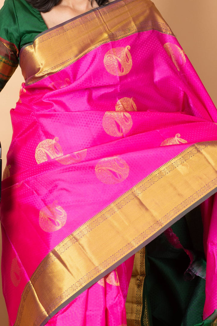 Pink and Green Pattu Saree