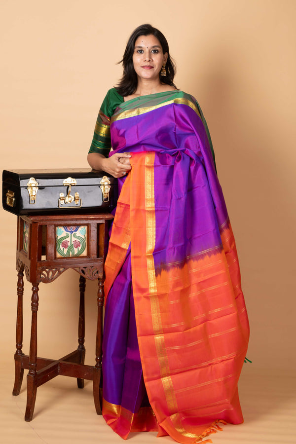 Brinjal Purple Pure Silk Saree