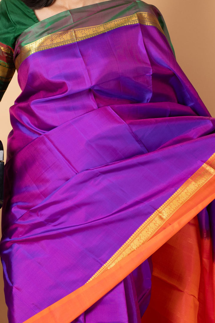 Brinjal Purple Pure Silk Saree