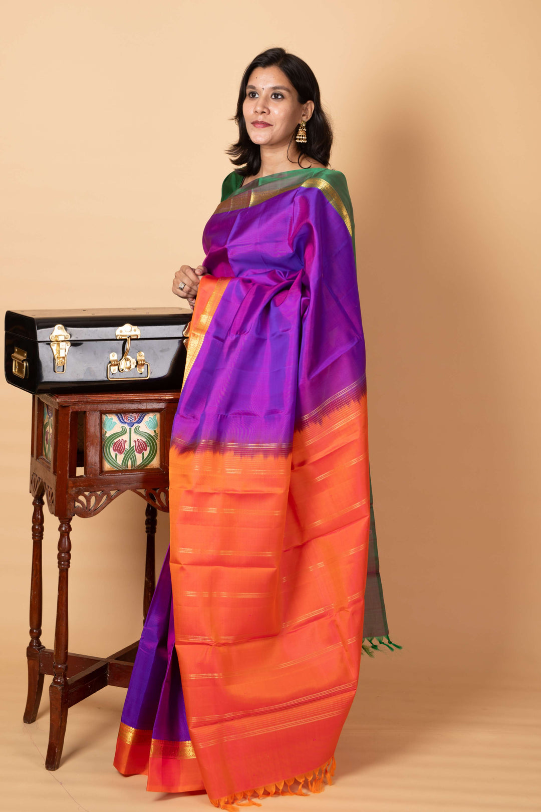 Brinjal Purple Pure Silk Saree