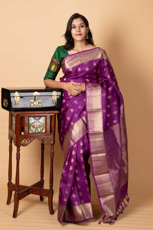 Purple pure silk saree