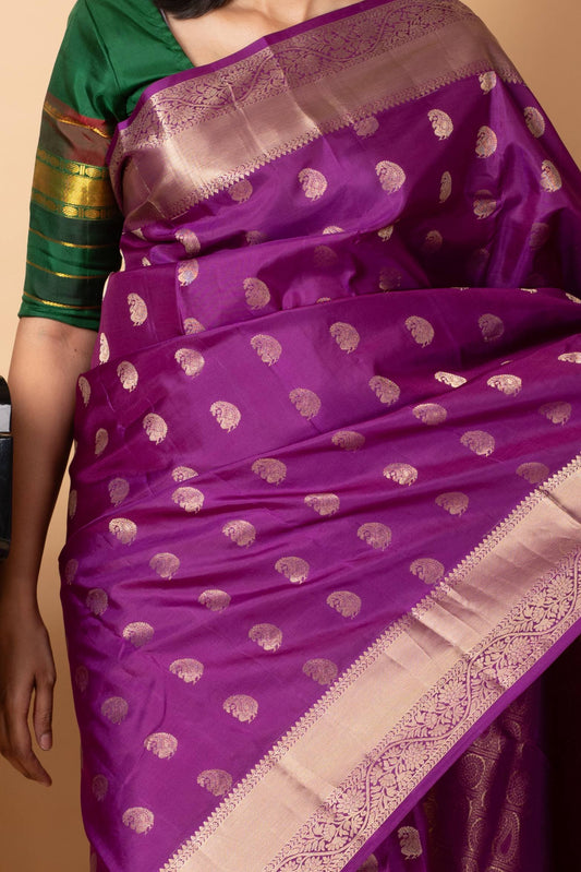 Purple pure silk saree