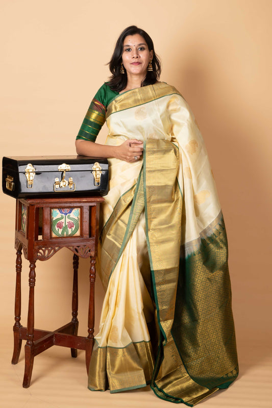 Pure OffWhite Silk Saree