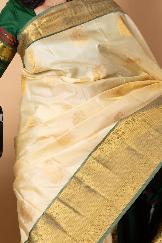 Pure OffWhite Silk Saree