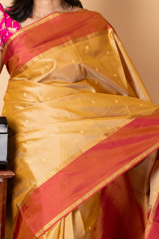 Beige soft silk saree