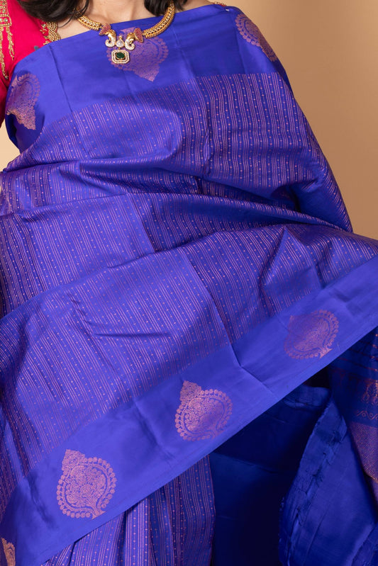 MS Blue Kanchipuram Silk Saree