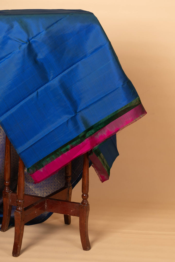Peacock blue turning silk saree