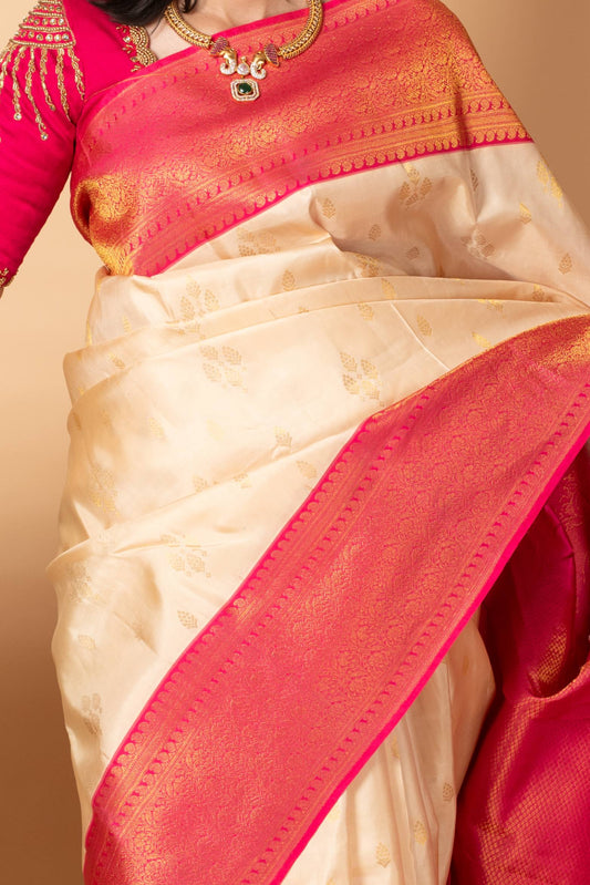 Off White Kanjivaram Pattu Saree