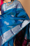 Dark Blue & Pink Kanchipuram Silk Saree