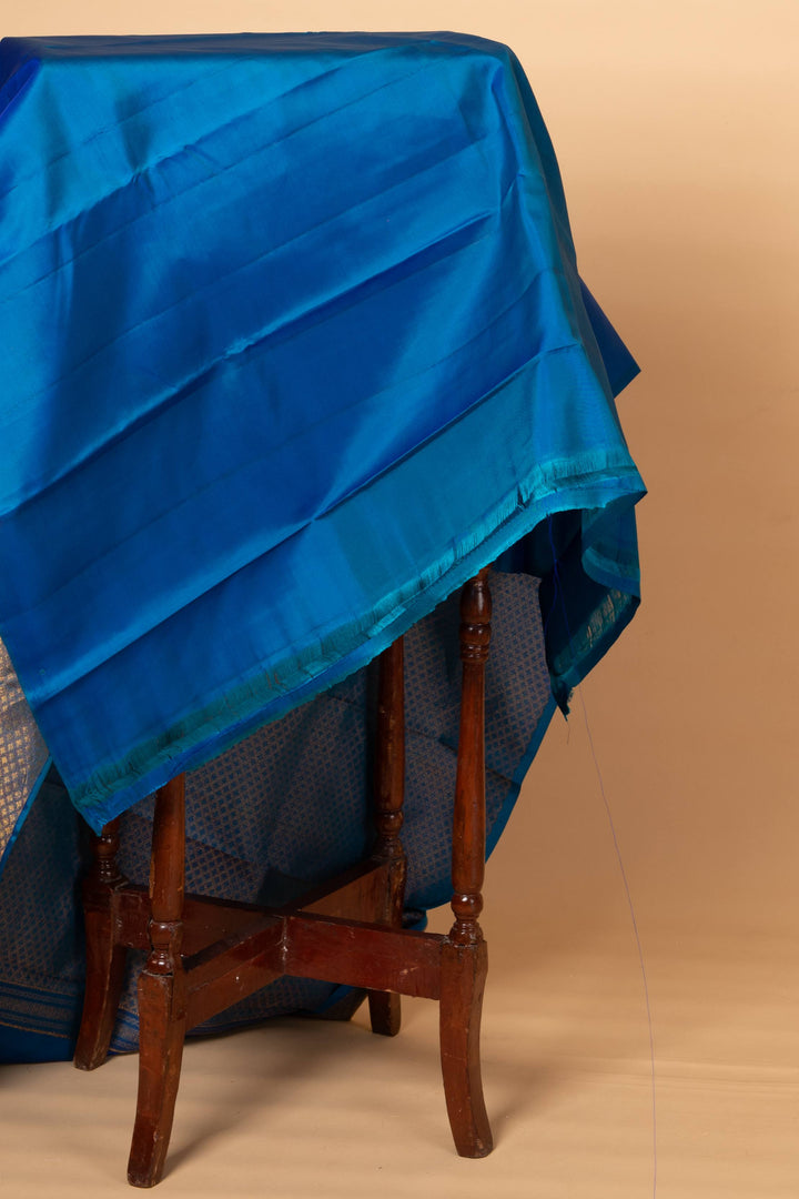 Blue checks silk saree