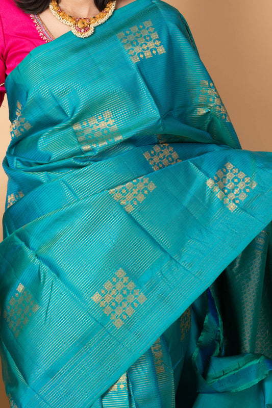 Blue kanjivaram saree