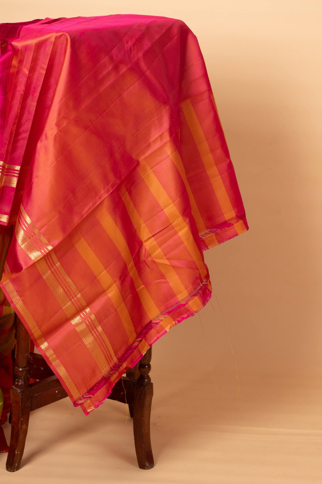 Green and multicolour border pure silk saree