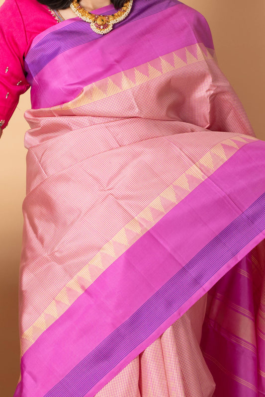 Pink Korvai Weave Silk Saree