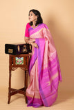 Pink Korvai Weave Silk Saree