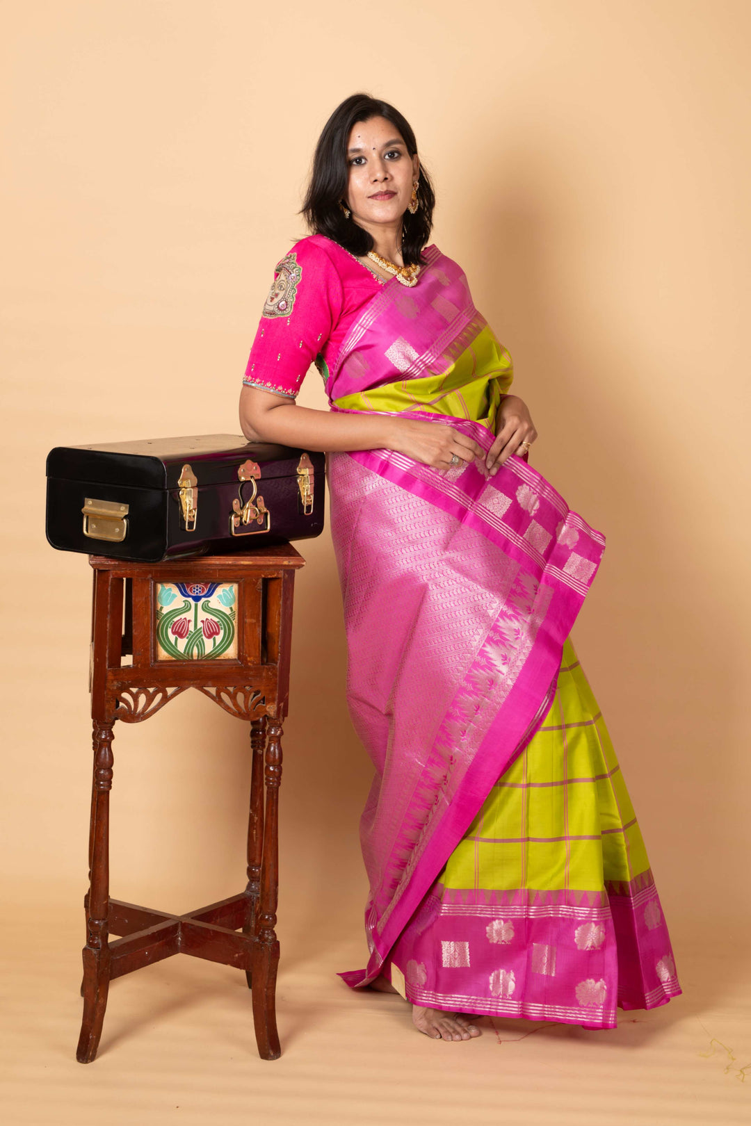 Green retta pettu pure silk saree