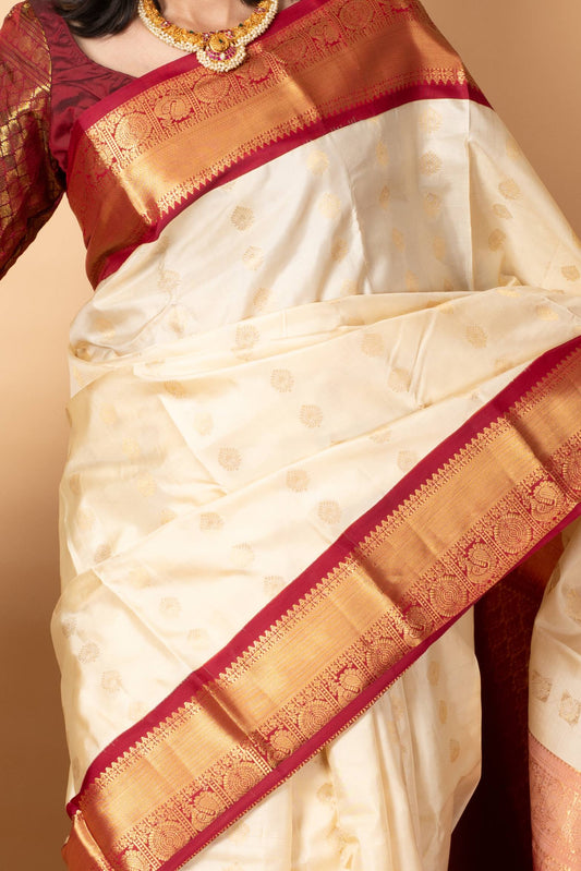 Pearl White Silk Saree