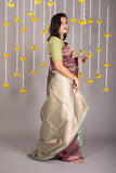 Green and purple silk saree