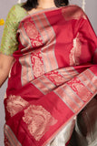 Red multicolor pure silk saree