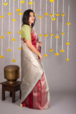 Red multicolor pure silk saree