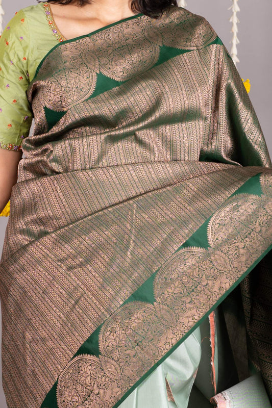 Sage Green Borderless Silk Saree