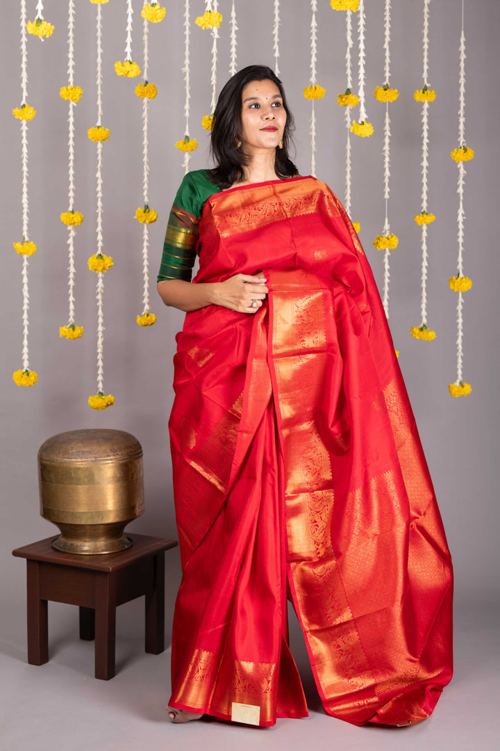 Red pure silk saree