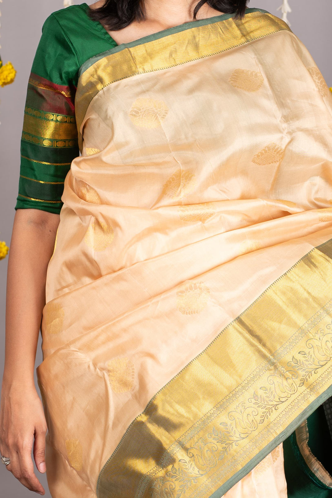 Beige retta pettu pure silk saree