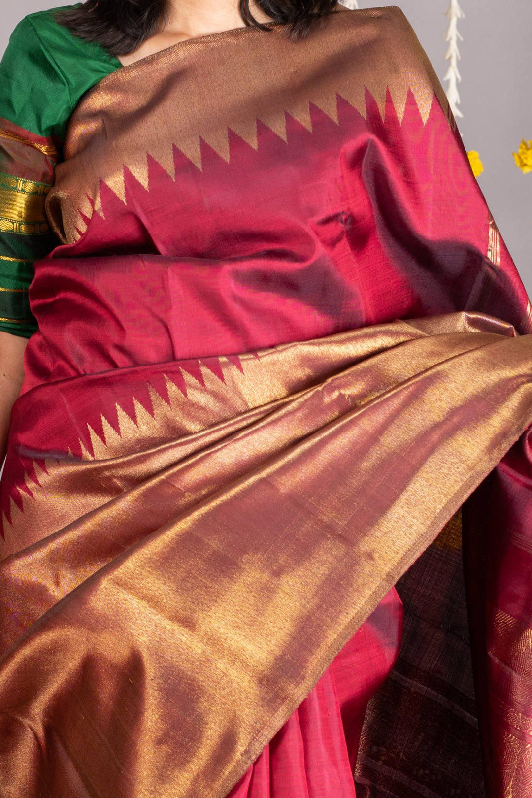 Maroon and Gold Saree