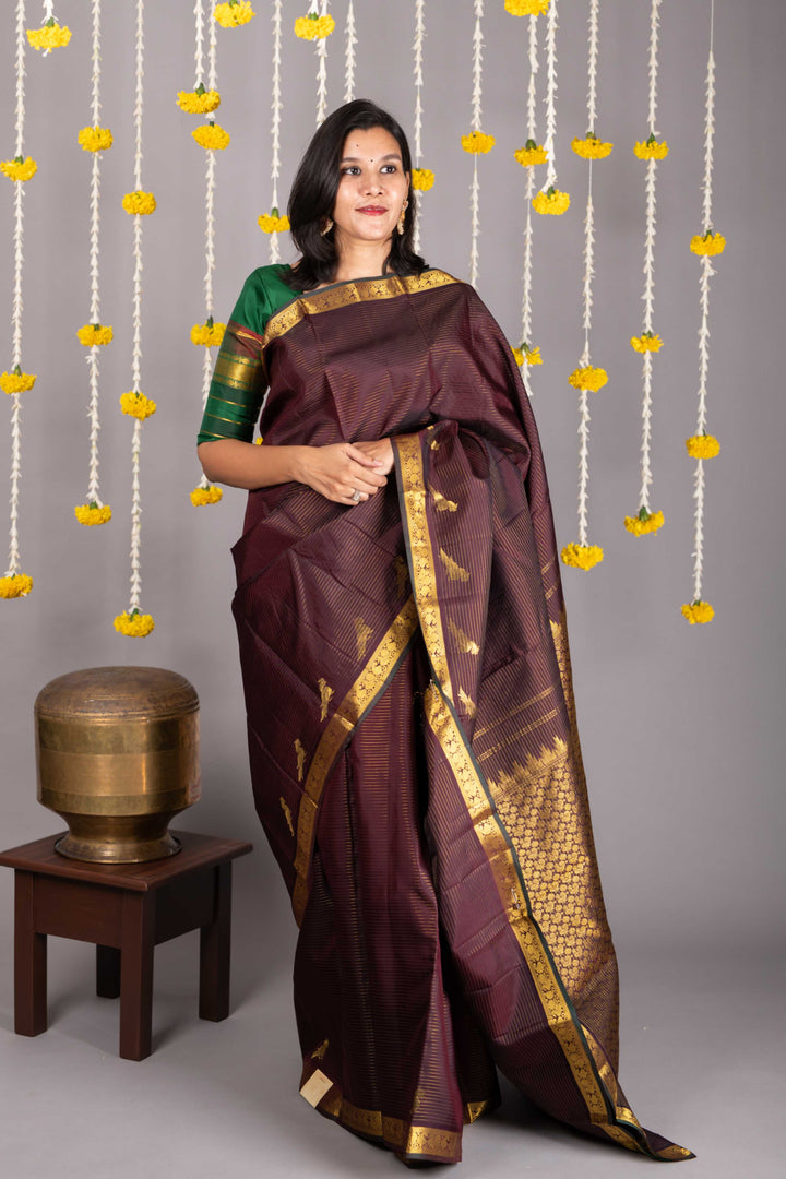 Coffe brown pure silk saree