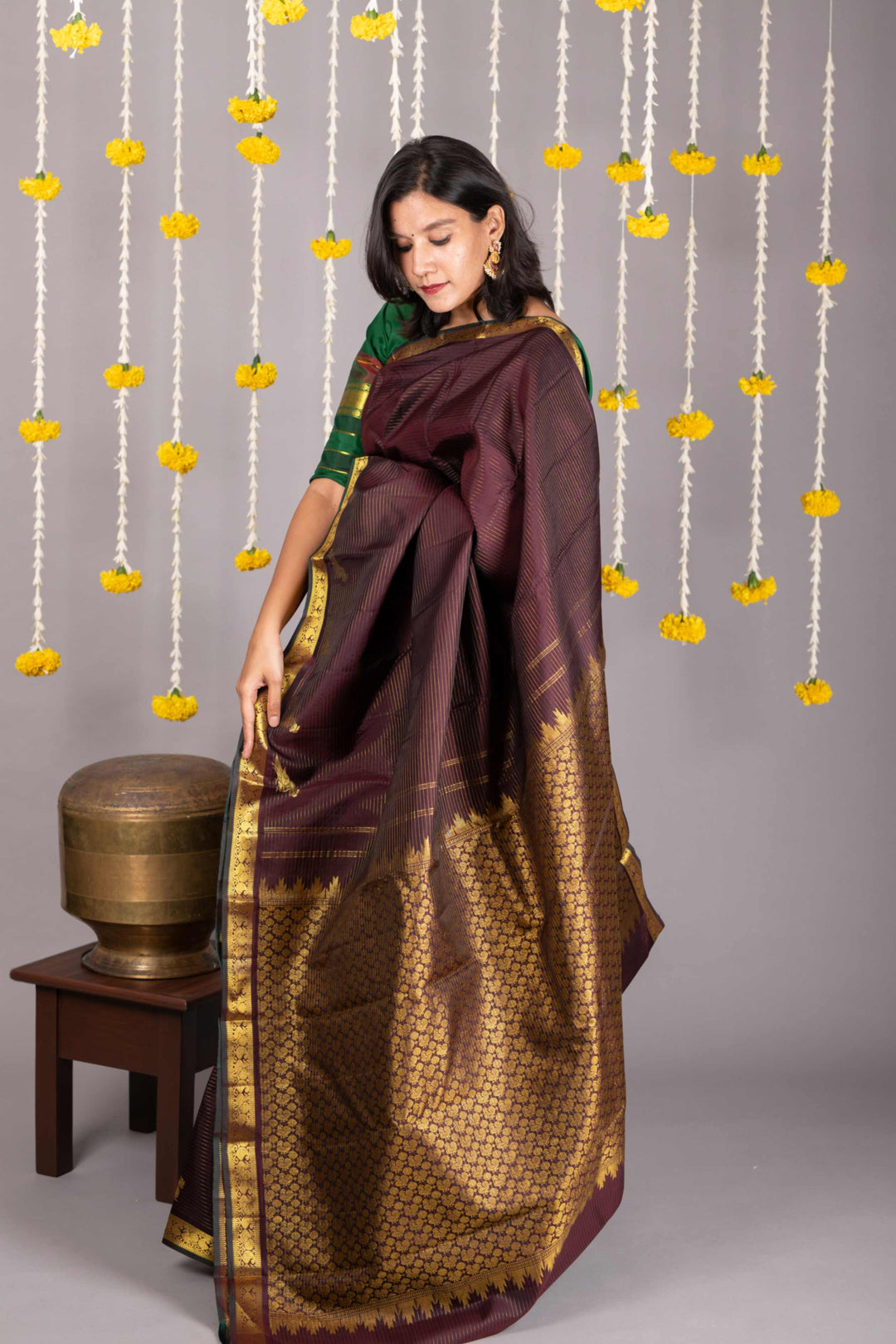 Coffe brown pure silk saree