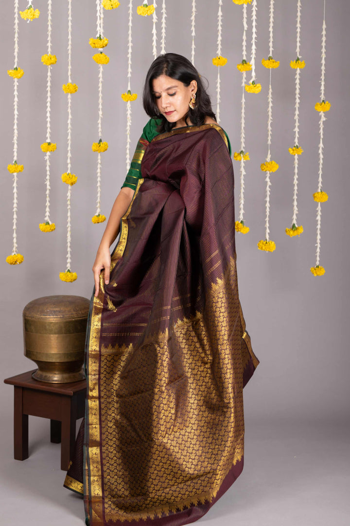 Coffe brown pure silk saree