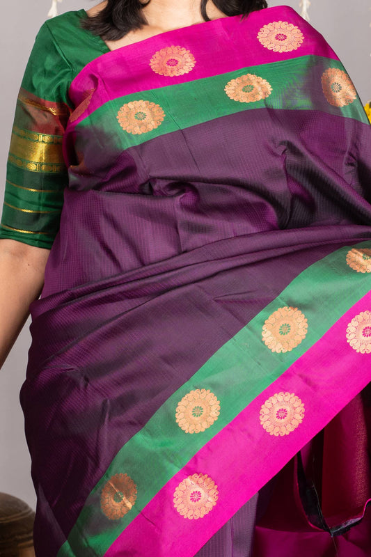 Pink and purple shot silk saree