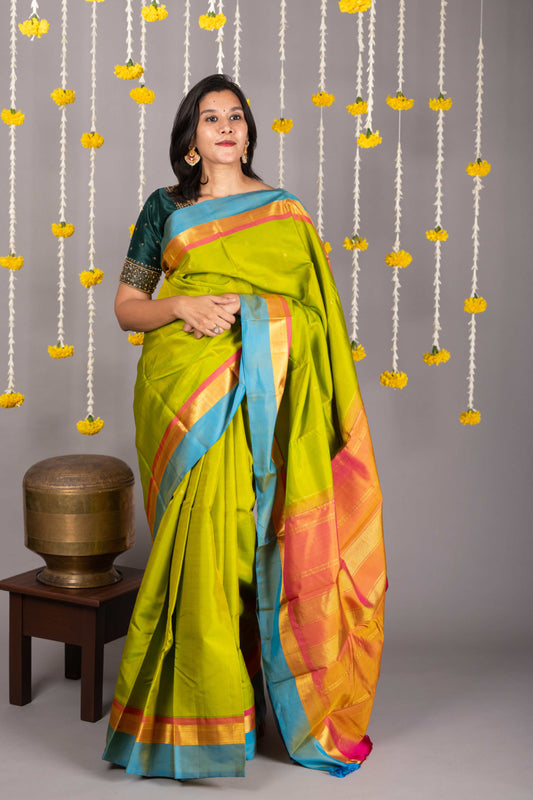Light green simple silk saree