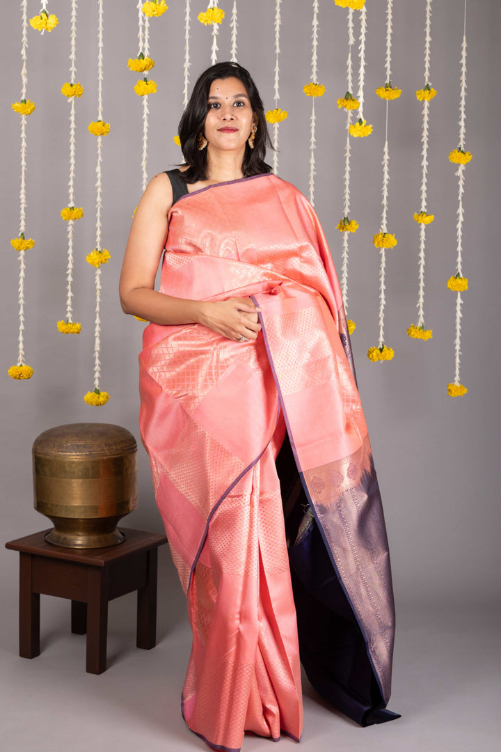 Peach Colour Silk Saree