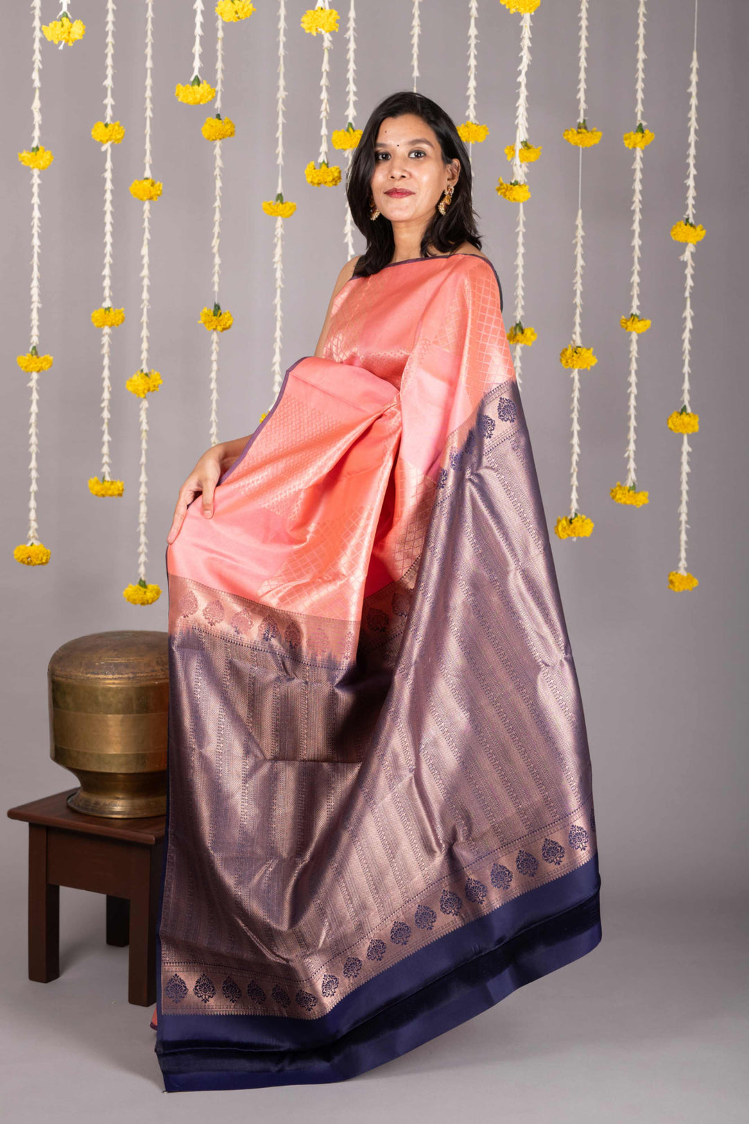 Peach Colour Silk Saree
