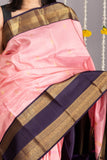 Pastel pink brocade silk saree