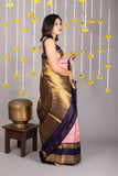 Pastel pink brocade silk saree