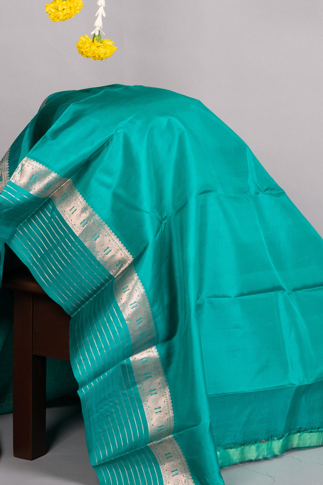 Purple and green pure silk saree