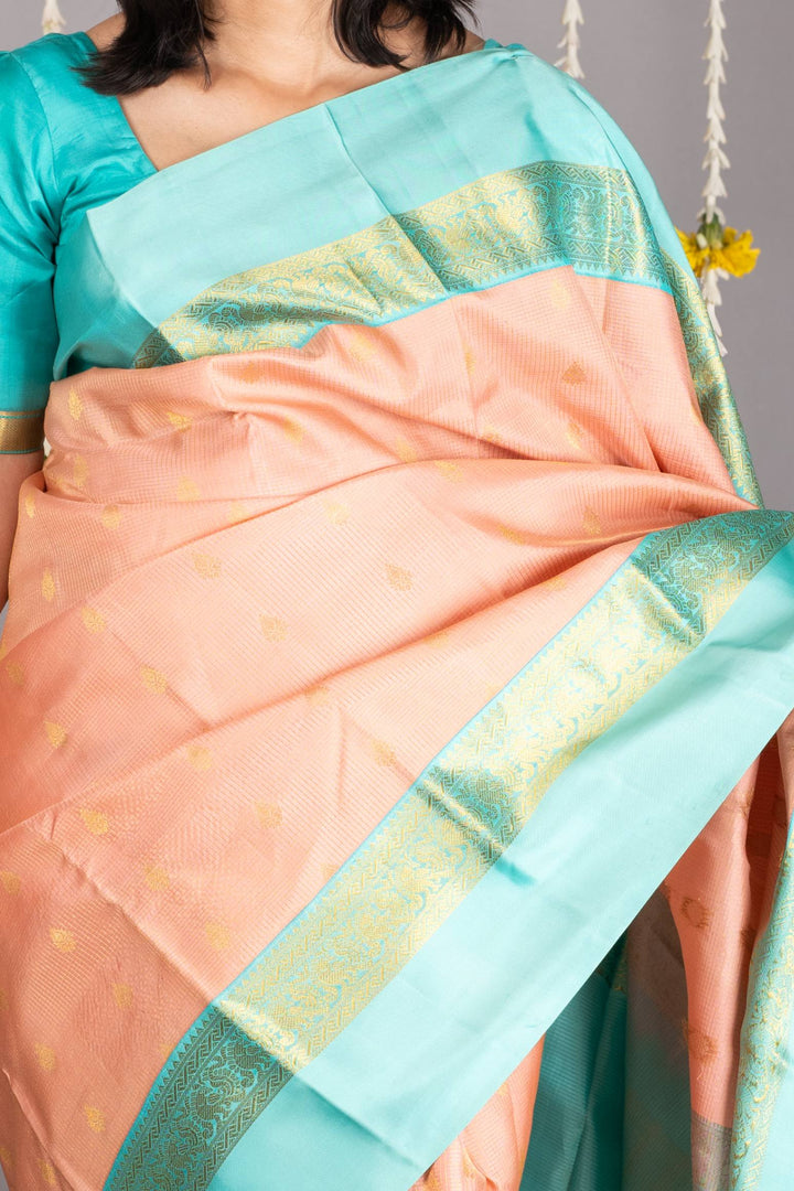Peach Colour Wedding Silk Sarees