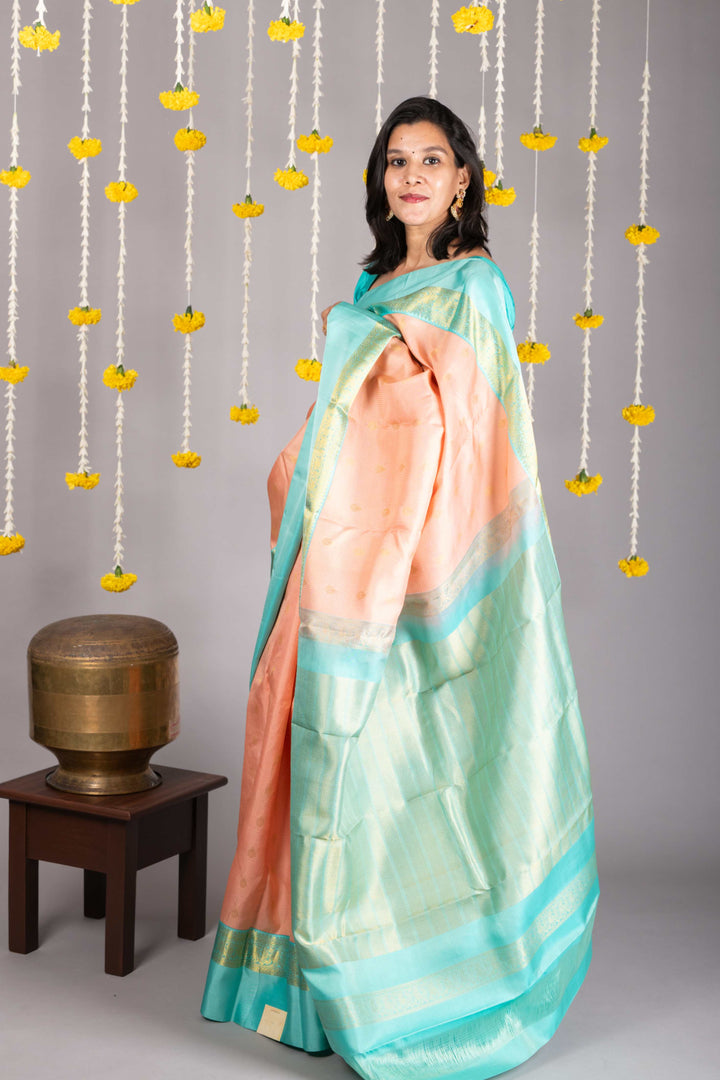 Peach Colour Wedding Silk Sarees