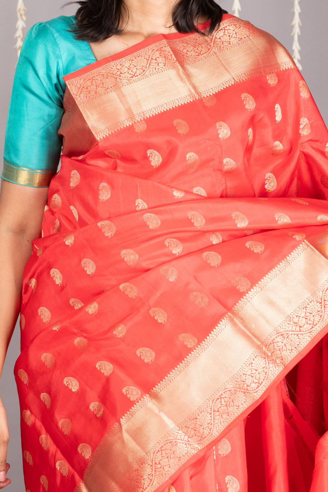 Peach traditional silk saree