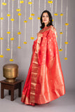 Peach traditional silk saree