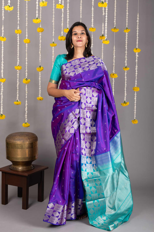 Indigo Purple Silk Saree