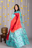 Tomato pink soft silk saree